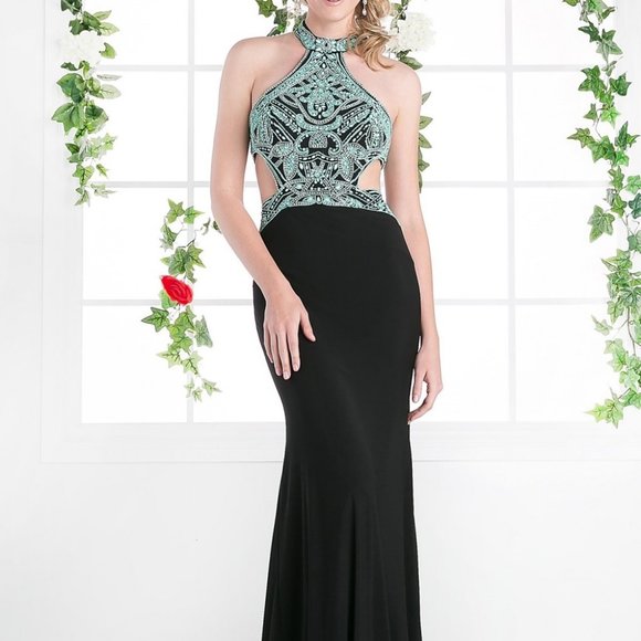 Halter Neck Sheath Shape Prom Dress CDCK71